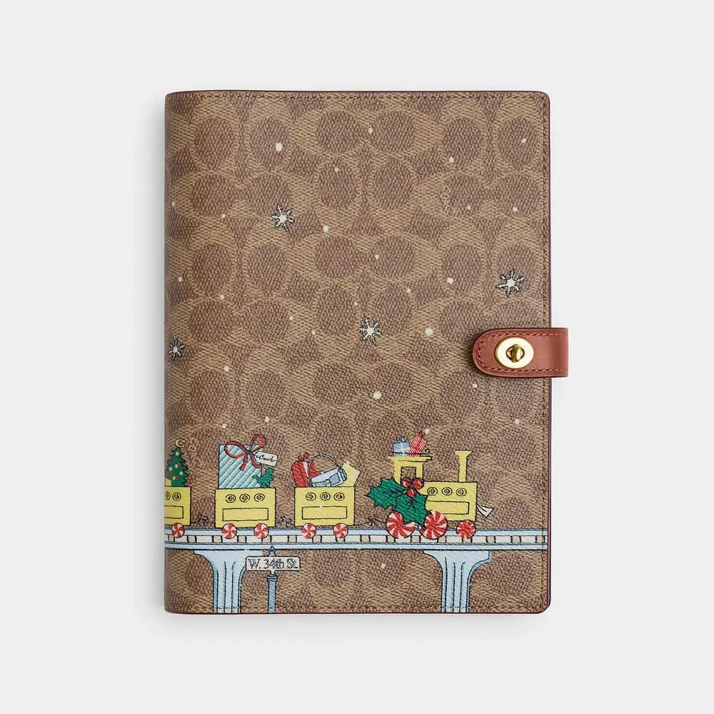 Coach Notebook In Signature Canvas With Holiday Train collectable 2025 Xmas
